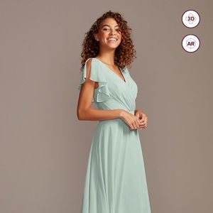 David’s Bridal Flutter Sleeve Full Length Wedding Guest/Bridesmaid Dress